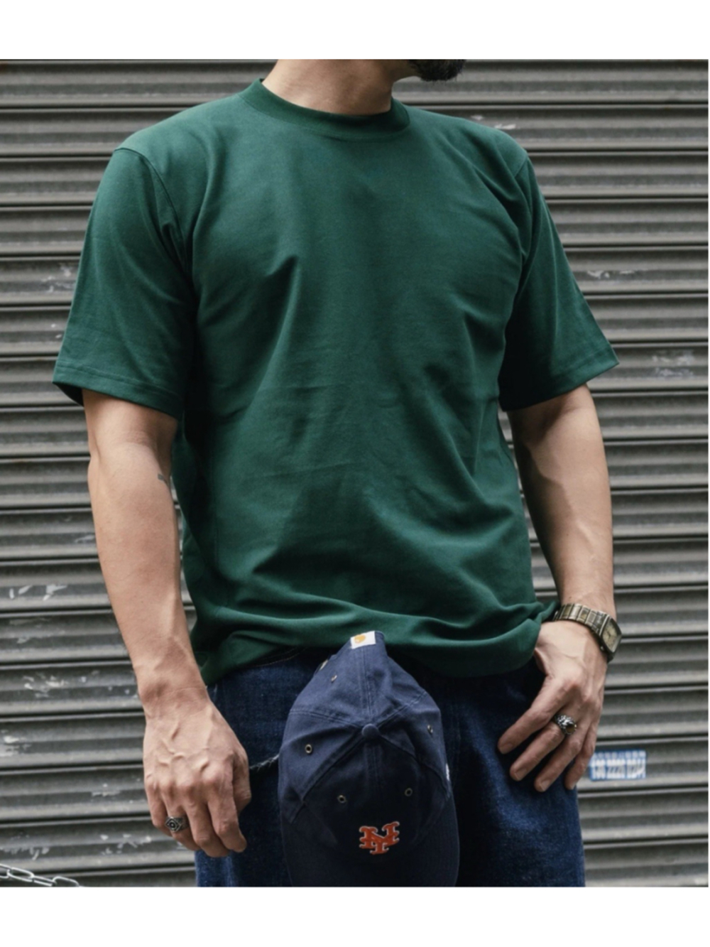 BRONSON MFG. CO. 10.6 oz Reverse Weave 100% Cotton T-Shirt Emerald Green S